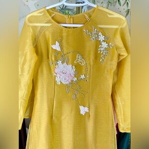 Ao dai to anh kim set/bộ, Vietnamese traditional Long dress truyen thong m 2 new